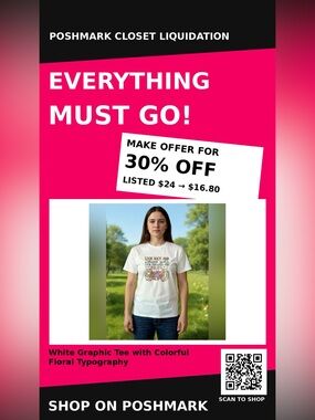 White Graphic Tee with Colorful Floral Typography